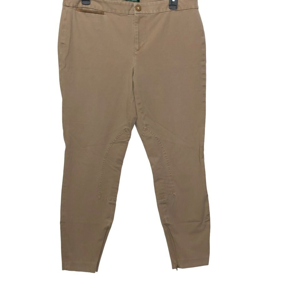 Lauren Ralph Lauren Equestrian Riding Pants‎ Tan Ankle Zip SIZE 12
